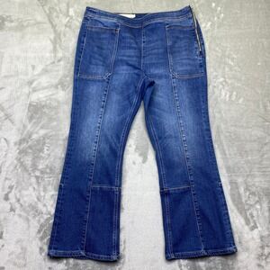 Pilaro and the Lightest Press Jeans Women Sz 32 Fit 33" Blue Flare Zipper Pocket